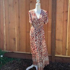 Used Knox Rose Red Blush Floral Dress L